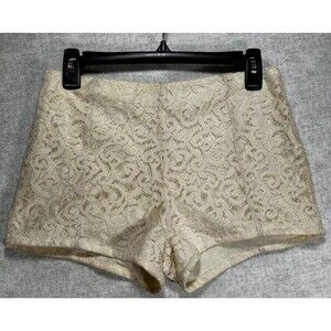 TCEC Eyelet Lace Overlay Short Shorts Lined Womens Size Small Zipper Cream